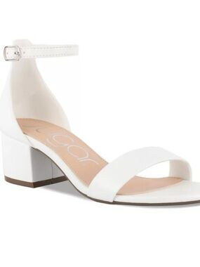 Sugar Womens Size 7.5 Noelle White Heel Open Toe Ankle Strap Shoes Sandals